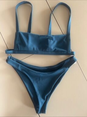 Teal Ribbed Bikini Set